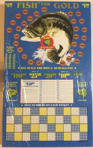 $1.00 Fish For Gold Game Punch Card Money Board Raffle Gambling 1000 Hole