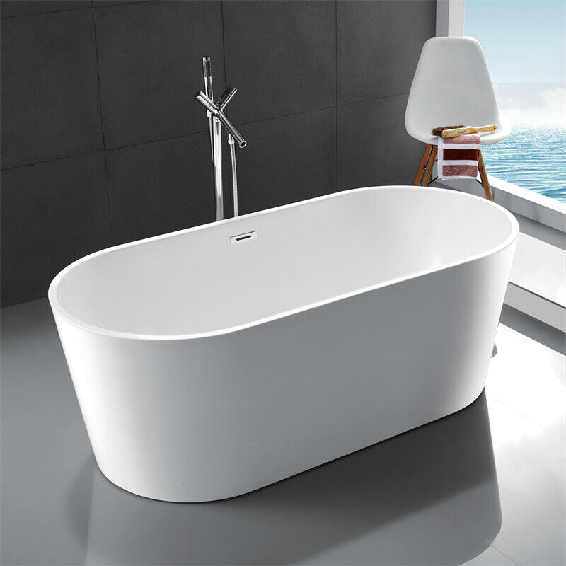 67" 100% Black Acrylic Freestanding Bathtub Contemporary Soaking Tub Ltl Track