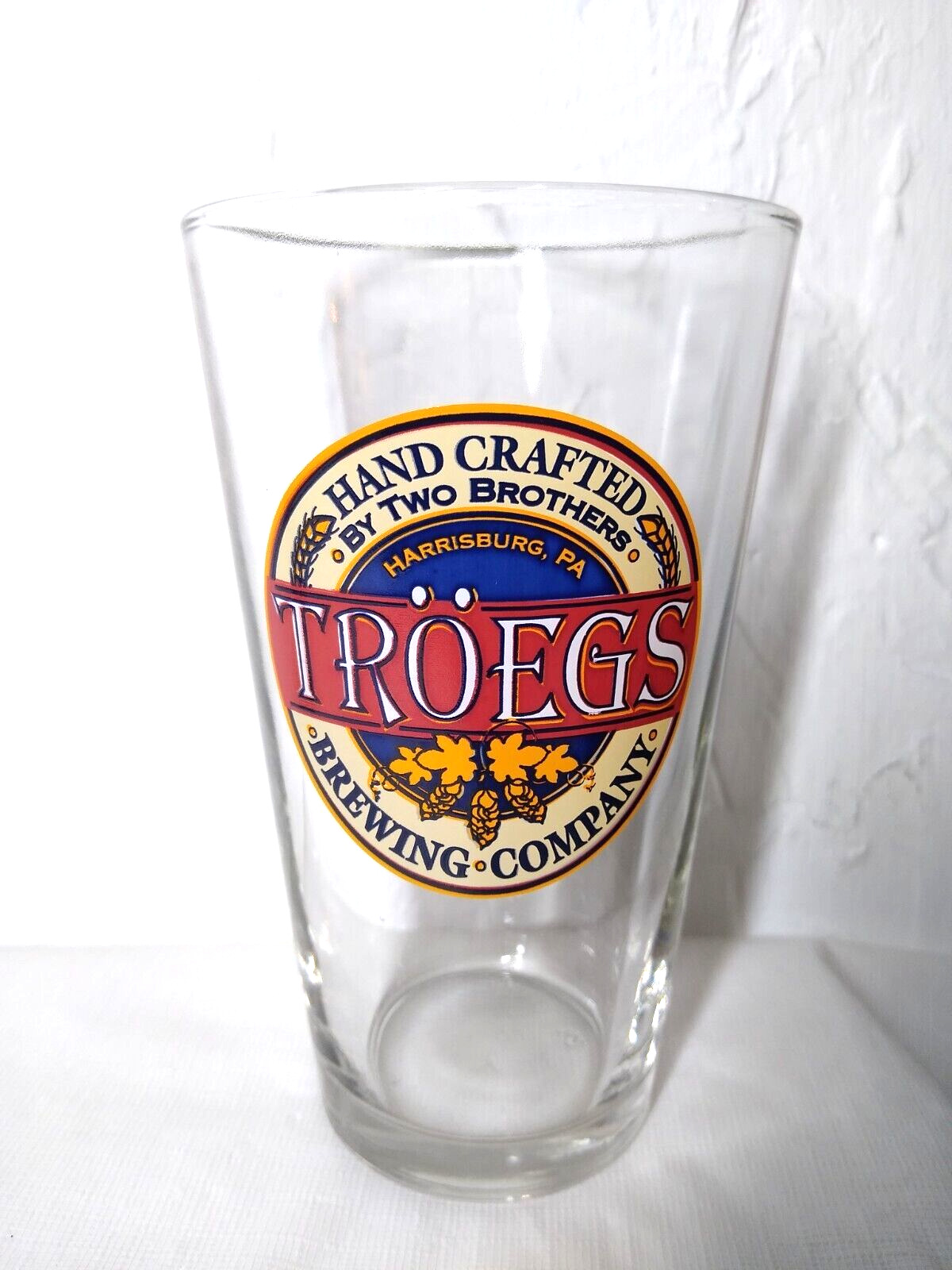 Troegs Brewing Co. Beer Glass Two Bros. Harrisburg, Pa  Approx. 12 Oz. Fast Ship