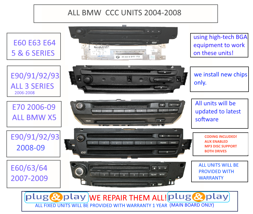 Any Bmw Mini Ccc Unit Navigation Repair Service E60 E92 E63 E70 E9x Coding