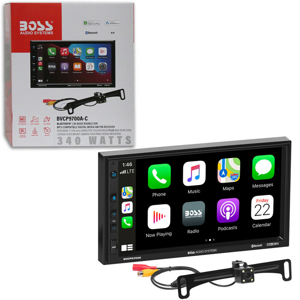 Boss 7" Touchscreen Apple Carplay Car Bluetooth Stereo + Remote Free Rear Camera