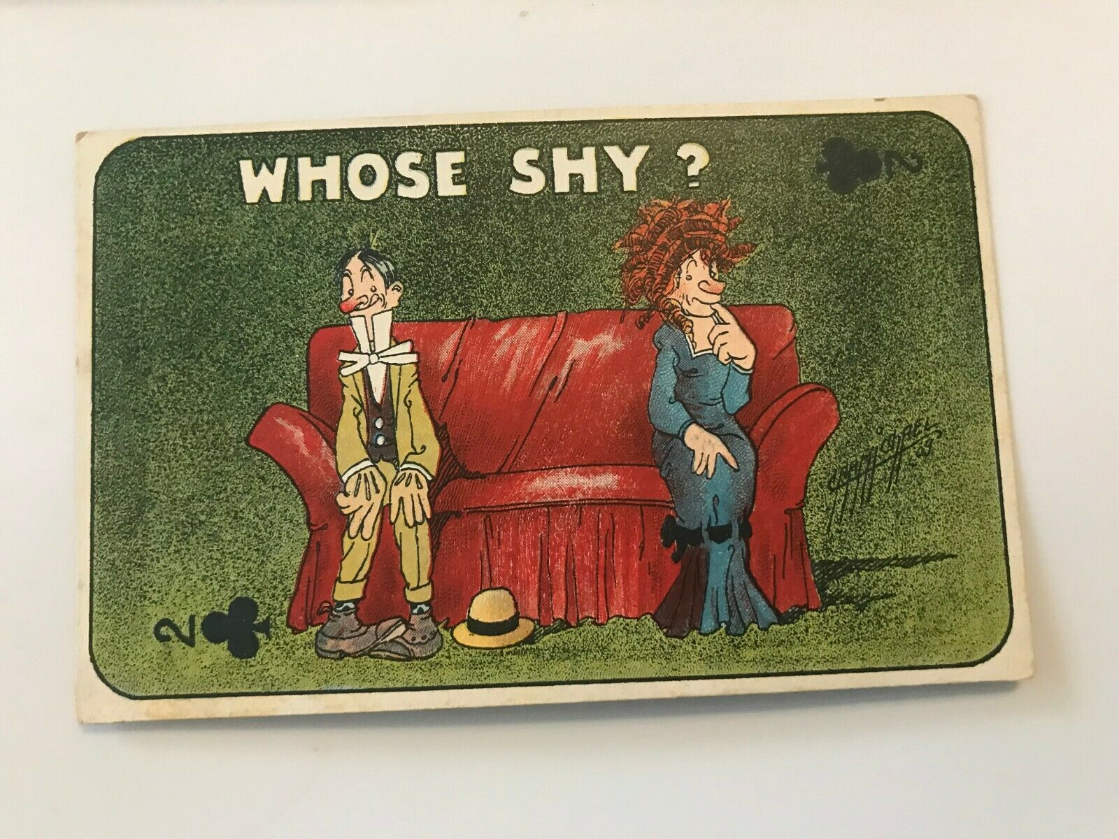 Whose Shy? Playing Card Comic Postcard