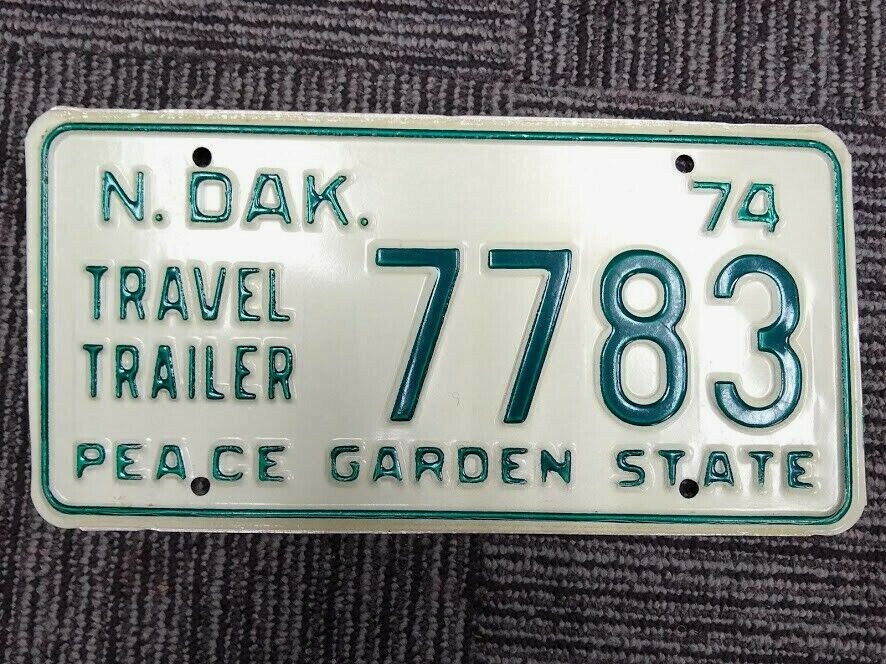 1974 North Dakota Travel Trailer License Plate Camper Airstream – Never Mounted
