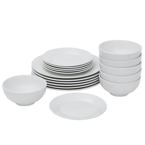 18-piece Dinnerware Set Round Dinner Plates Dish Service For 6 White
