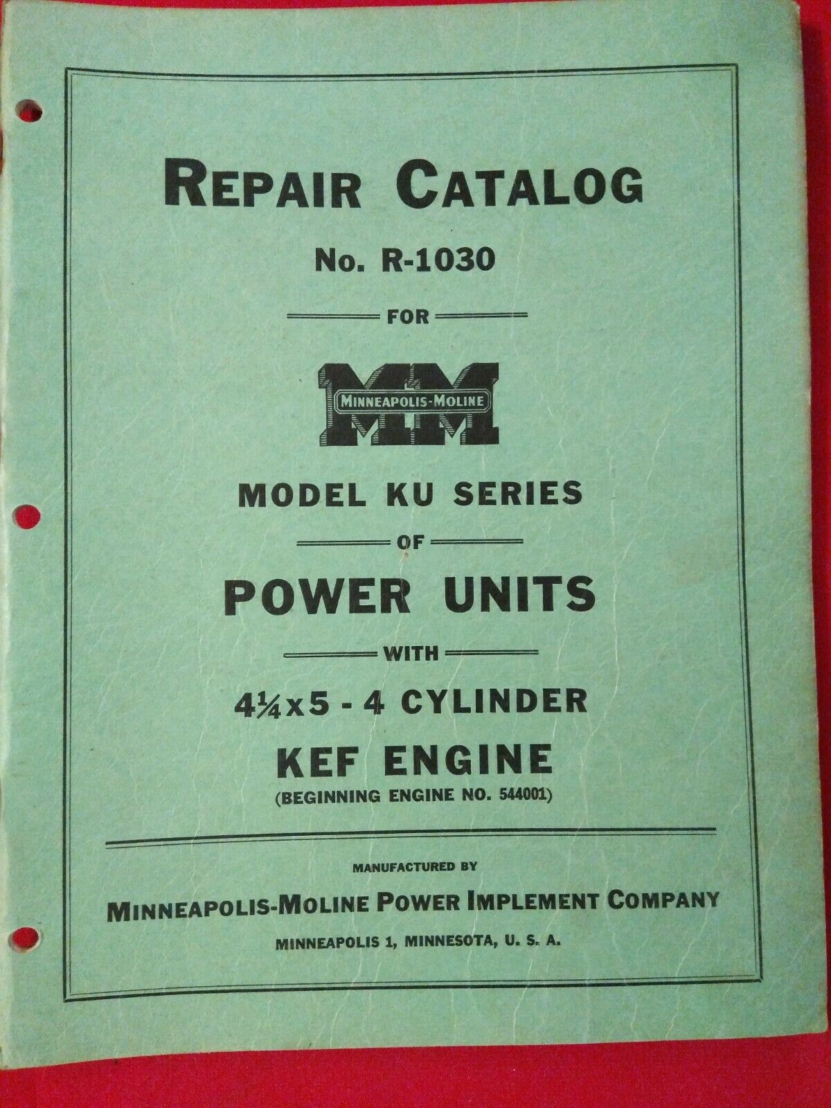 Minneapolis-moline Ku Series Power Units Repair Catalog