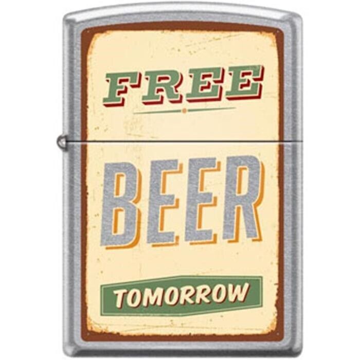Zippo Lighter - Free Beer Tomorrow Street Chrome - 854722