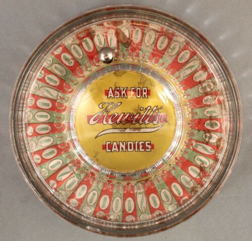 Antique Hewitts Candies Glass Change Tip Tray Gambling Roulette Trade Stimulator