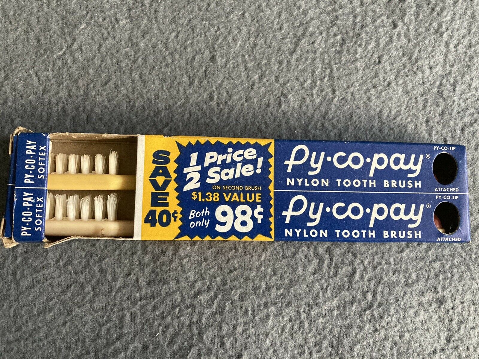 Vintage New Old Stock Pycopay Toothbrush 2 Pack