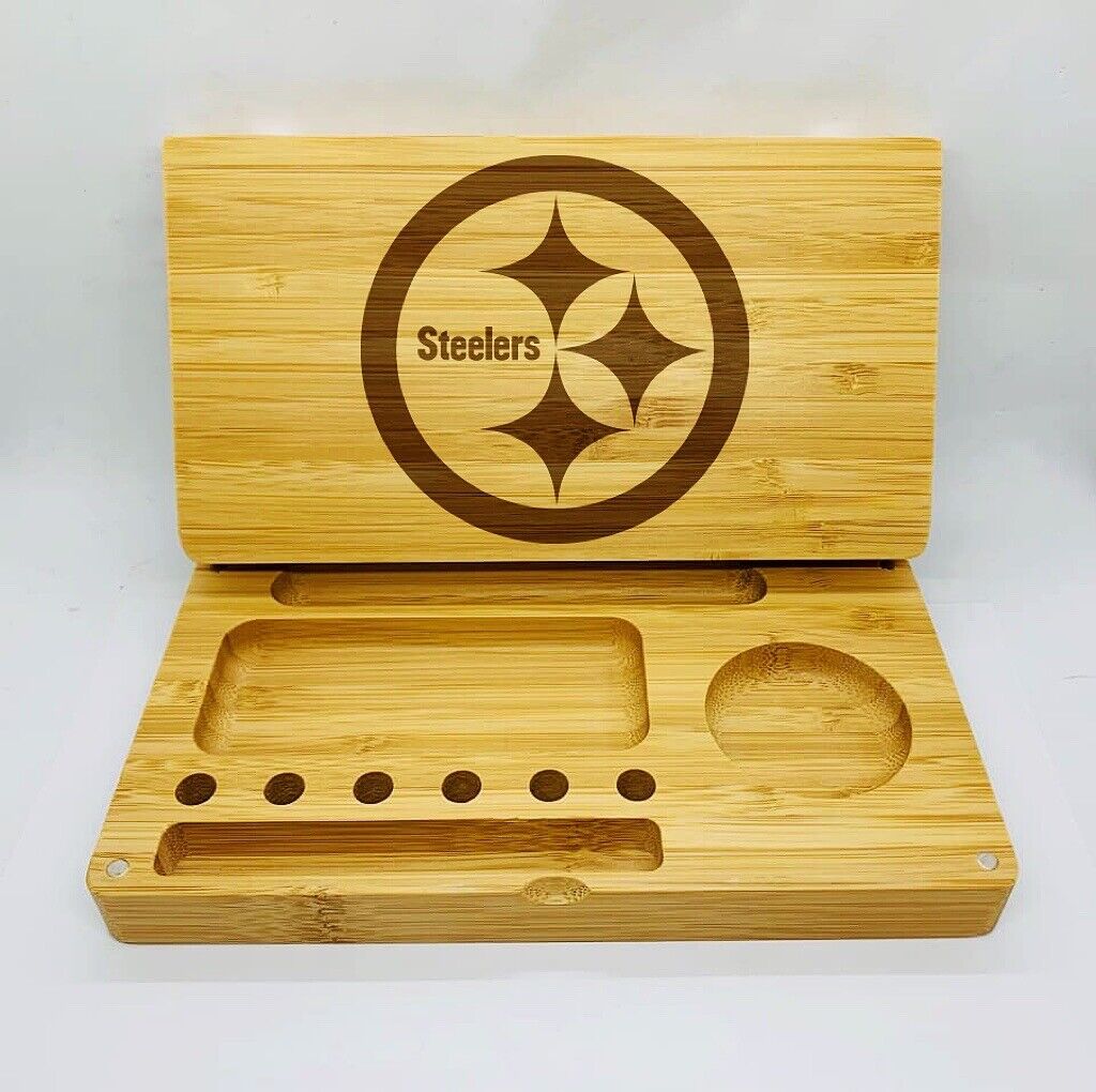 Pittsburgh Steelers Laser Engraved Bamboo High Quality Rolling Tray Custom Gift