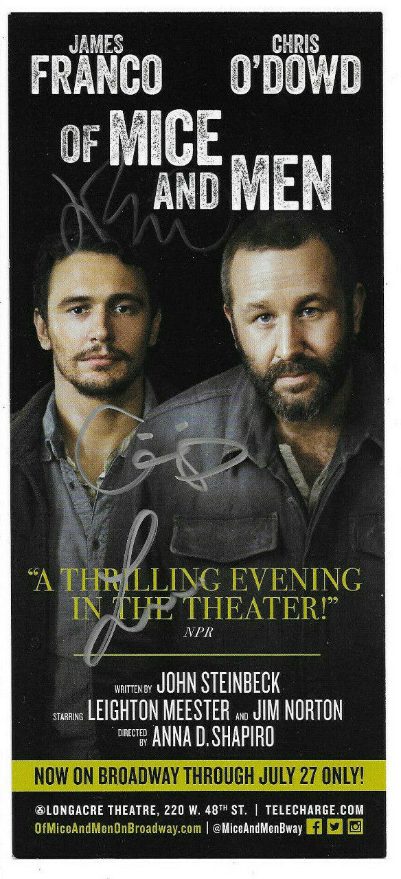 James Franco, Chris O'dowd, Meester Signed "of Mice And Men" Broadway Play Flyer