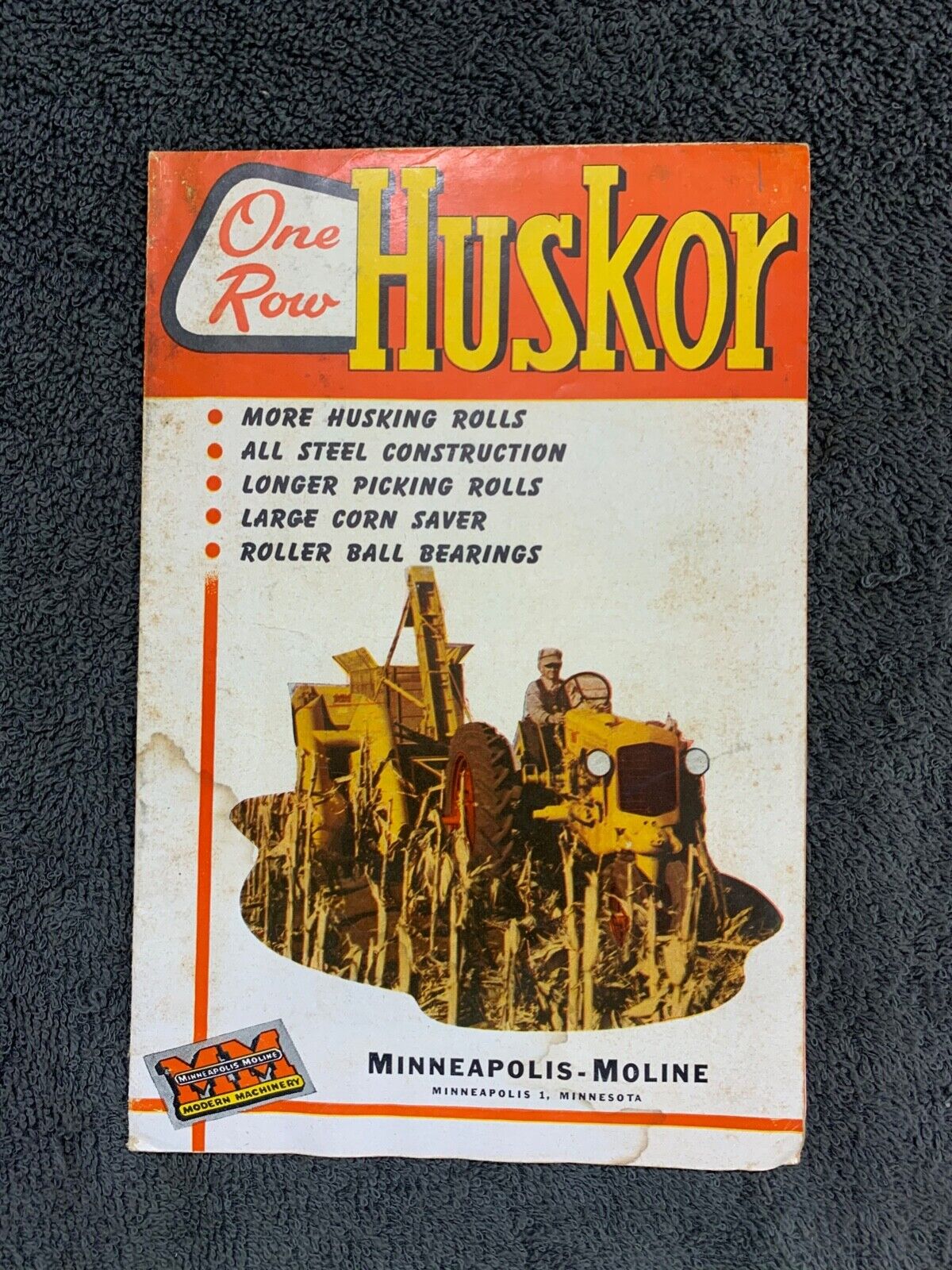 1950's Minneapolis Moline One Row Huskor Sales Brochure Implement Farm