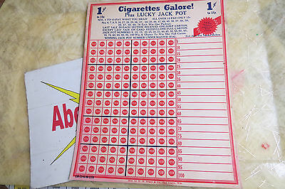 Cigarettes Galore, Push Game Card, Vintage Punch Card, Brady & Co