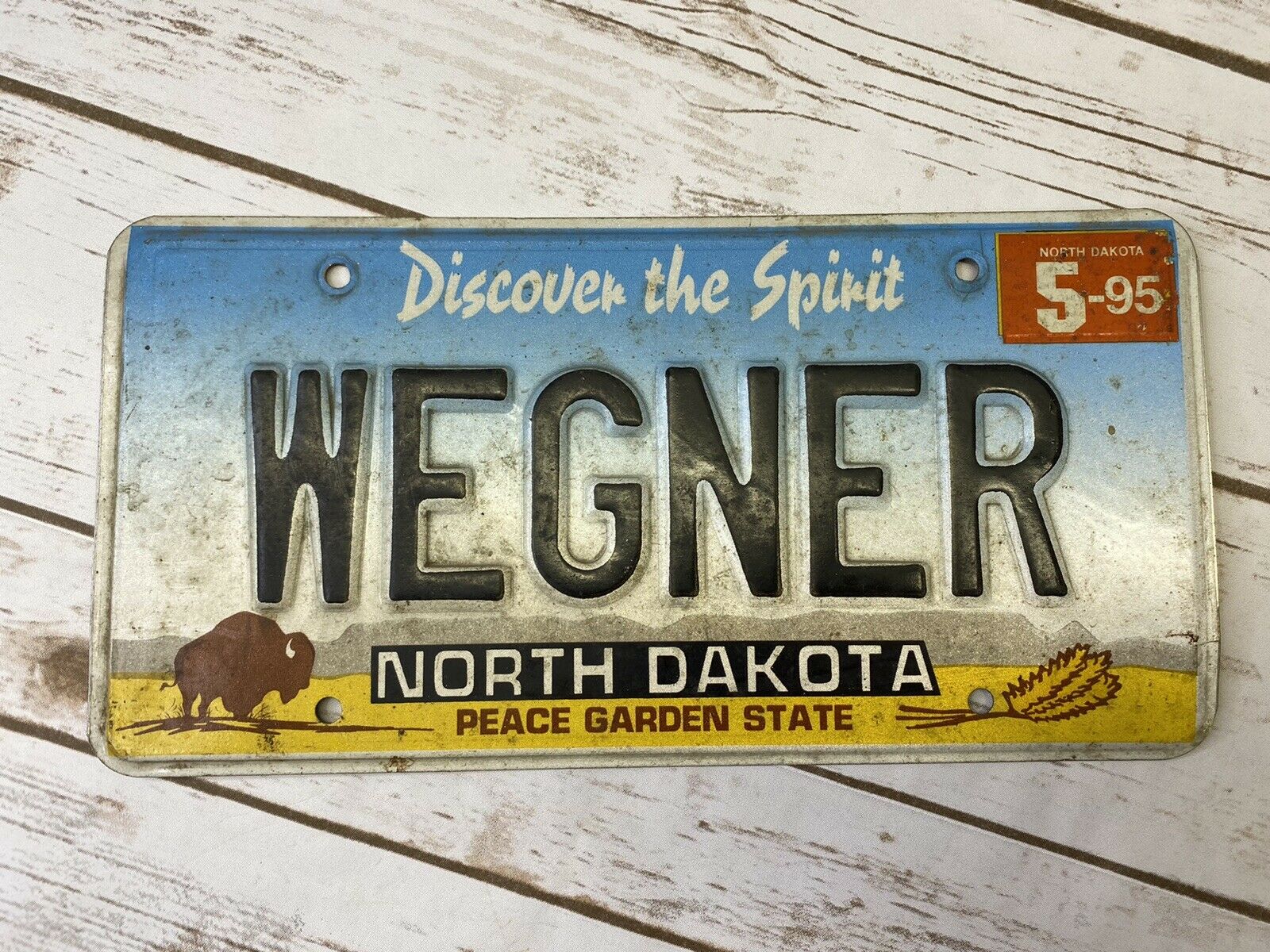 North Dakota License Plate Peace Garden State Wegner 1995