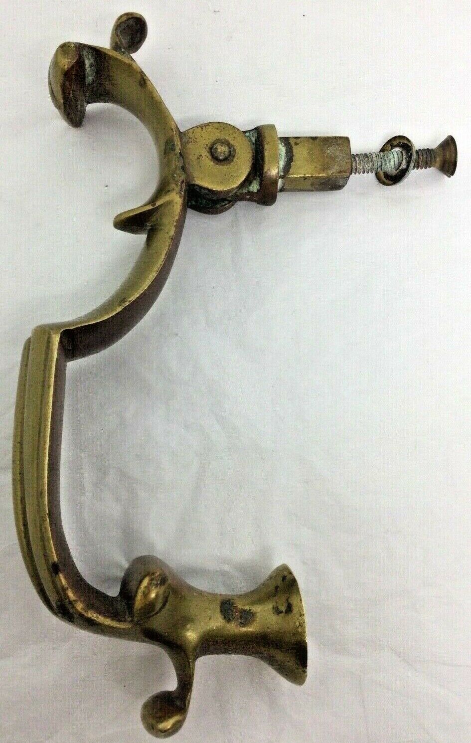 Vintage Solid Brass Colonial Revival Door Knocker Handle Arm Elegant Unmarked