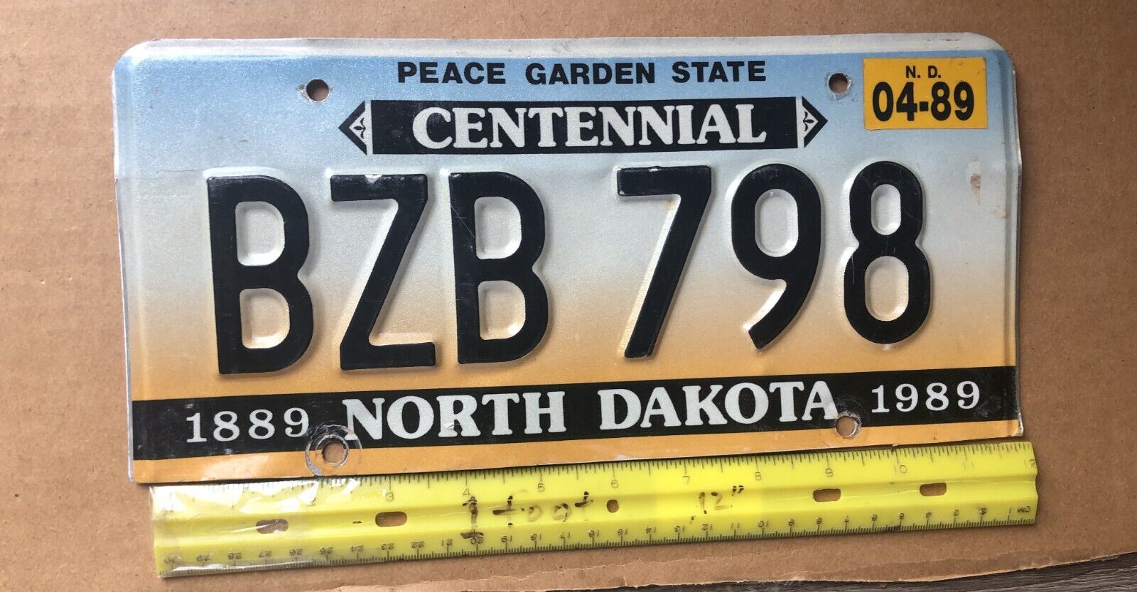 *license Plate, North Dakota, Peace Garden State, Centennial, Bzb 798