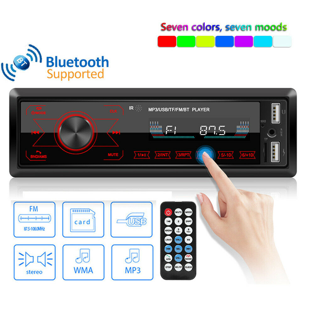Single Din Hd Touch Screen Car Stereo In Dash Mp3 Player Fm Usb Radio Bluetooth