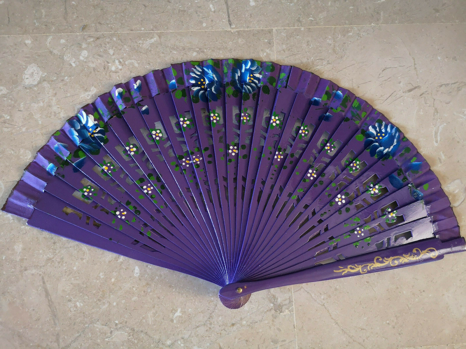 Spain Flamenco Handfächer Pocket Fan Folding Fan Wooden E Purple
