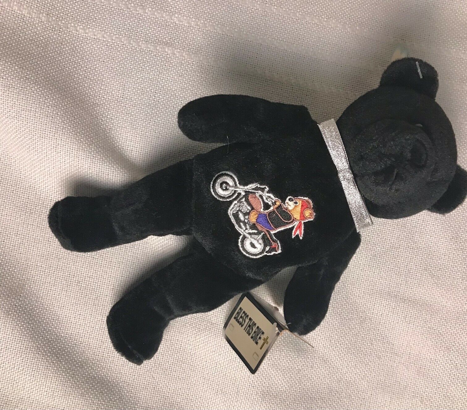 Christian Motorcyclists Holy Bear Black Stuffed Bear Embroidered 9" Tall