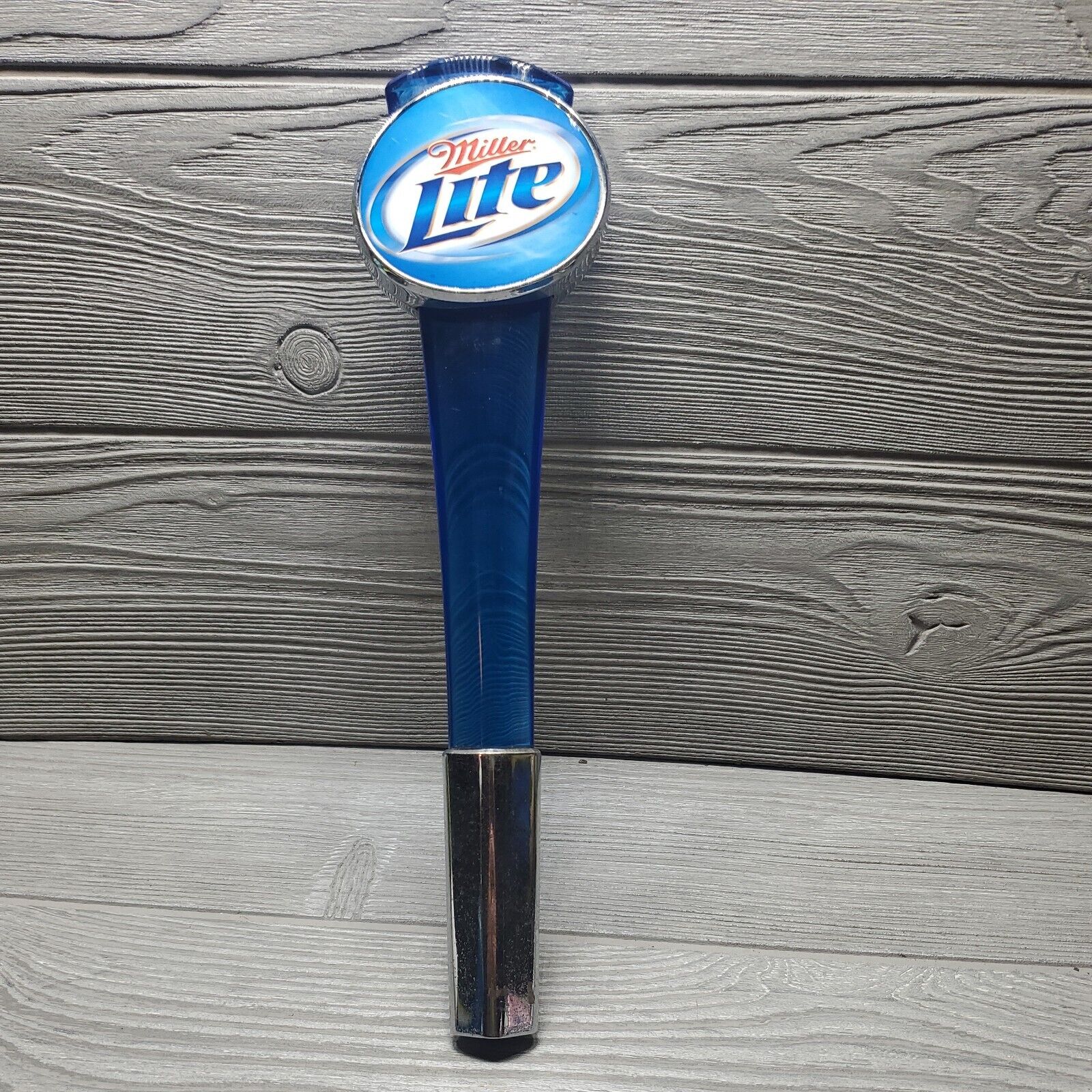 Miller Lite Beer Tap Handle - Blue Acrylic W/chrome Threaded Base - 12".