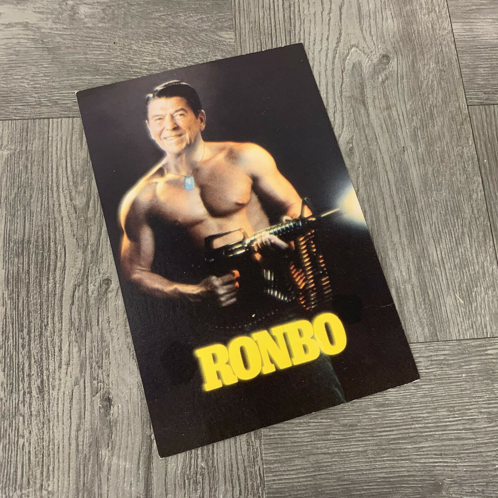 Ronbo President Ronald Reagan Rambo Humorous Vintage Postcard Politcal Advertise