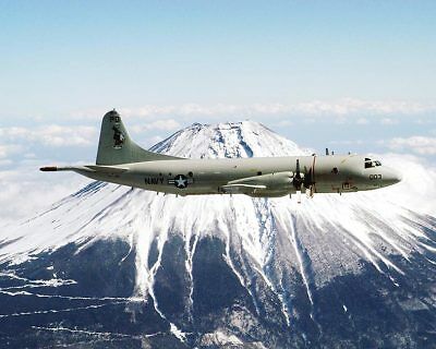 Navy P-3c / P-3 Orion Mount Fuji, Japan 8x10 Silver Halide Photo Print