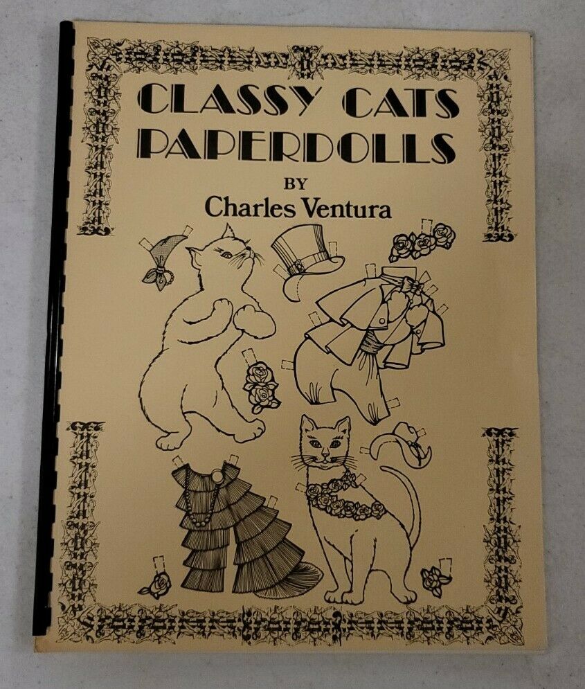 Vintage Classy Cats Paper Dolls By Charles Ventura Signed Uncut 1983