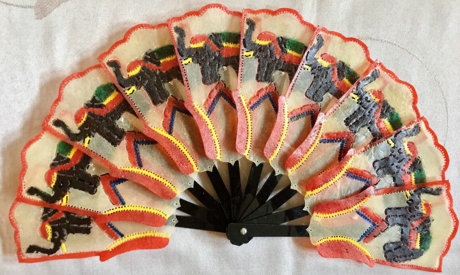 Leather Elephant Folding Hand Fan Craft Blow Collectibles Keepsake Souvenir Gift