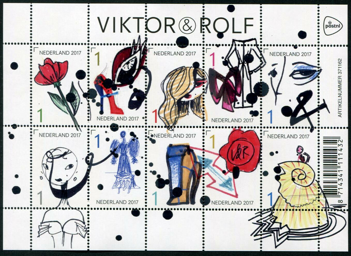 Herrickstamp New Issues Netherlands Sc.# 1555 Victor & Rolf Design Sheetlet
