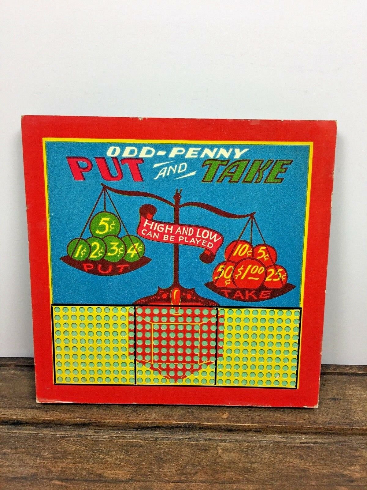 Vintage Odd Penny Put & Take Gambling Lotto 300 Hole 1¢ 2¢ 3¢ 4¢ 5¢ Punch Board