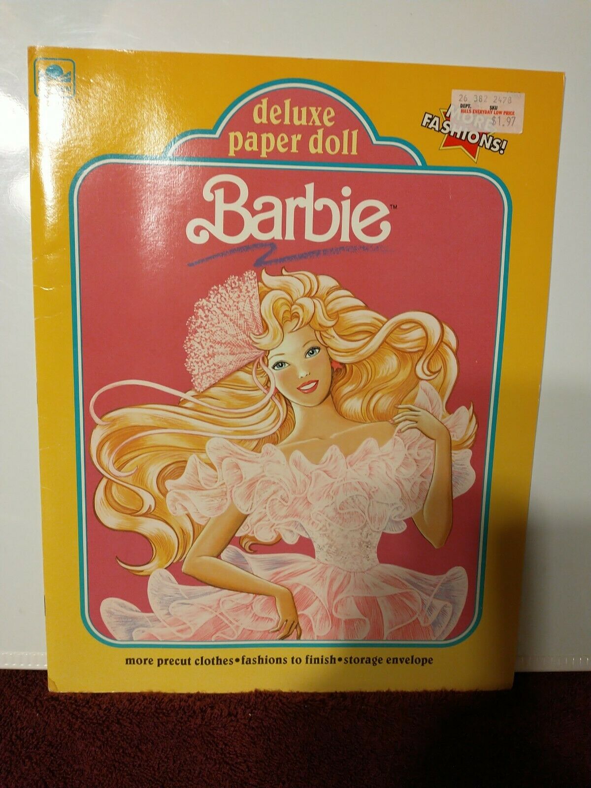1990 Mattel Golden Deluxe Barbie Paper Doll With Storage Envelope Pre-owned