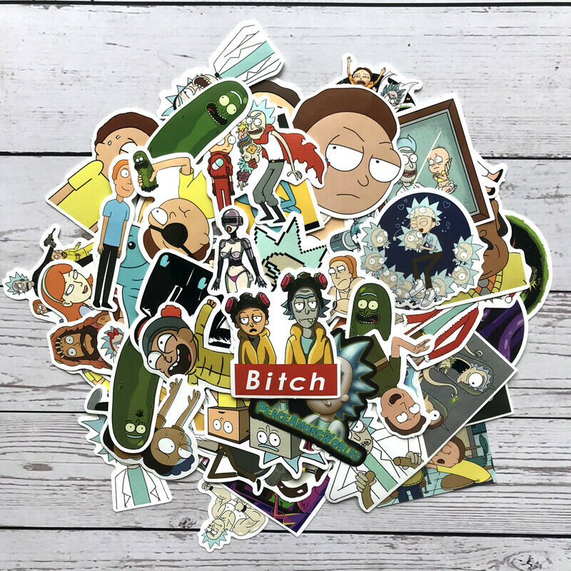 5 Rick And Morty Stickers Randomly Selected
