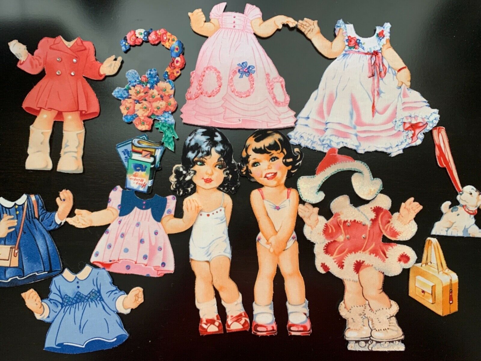Dancing Girls Chester County Fabric Paper Dolls With Clothing & Accessories