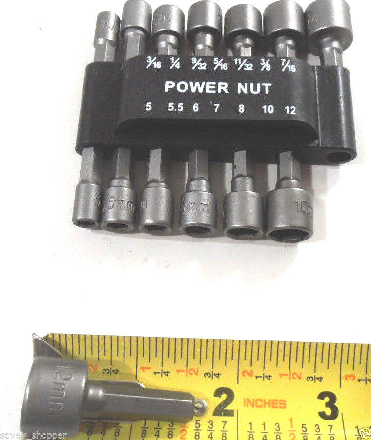 Nut Driver 14pc Set Black Case Dual Metric & Standard Sae 1/4" Shank