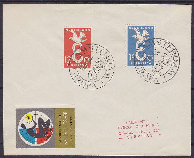Netherlands Fdc 718, 719 Clean With Sst Amsterdam 1958, First Day Cover