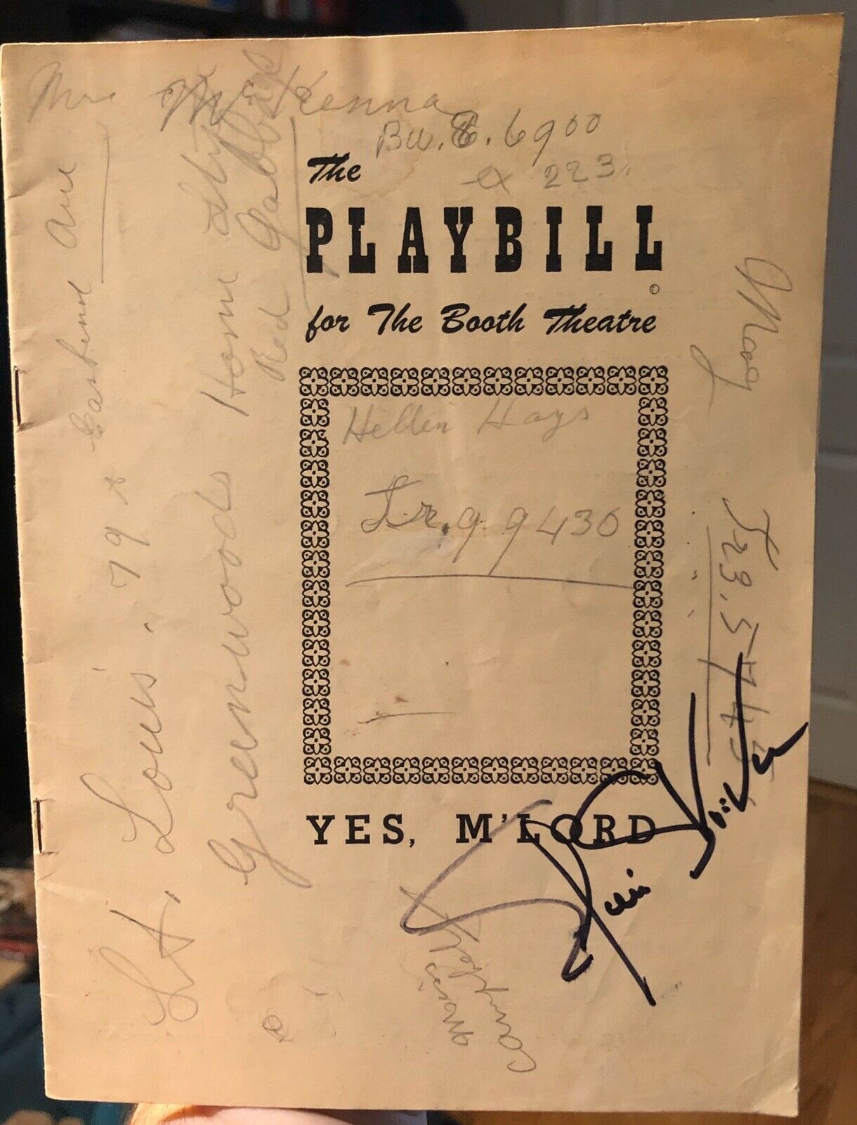 Elaine Stritch Signed Yes M’lord Broadway Playbill Rare! 1949