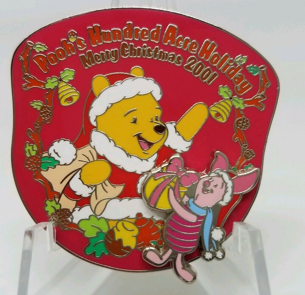 Disney Tdl 2001 Piglet & Pooh's Hundred Acre Holiday Christmas Gift Slider Pin