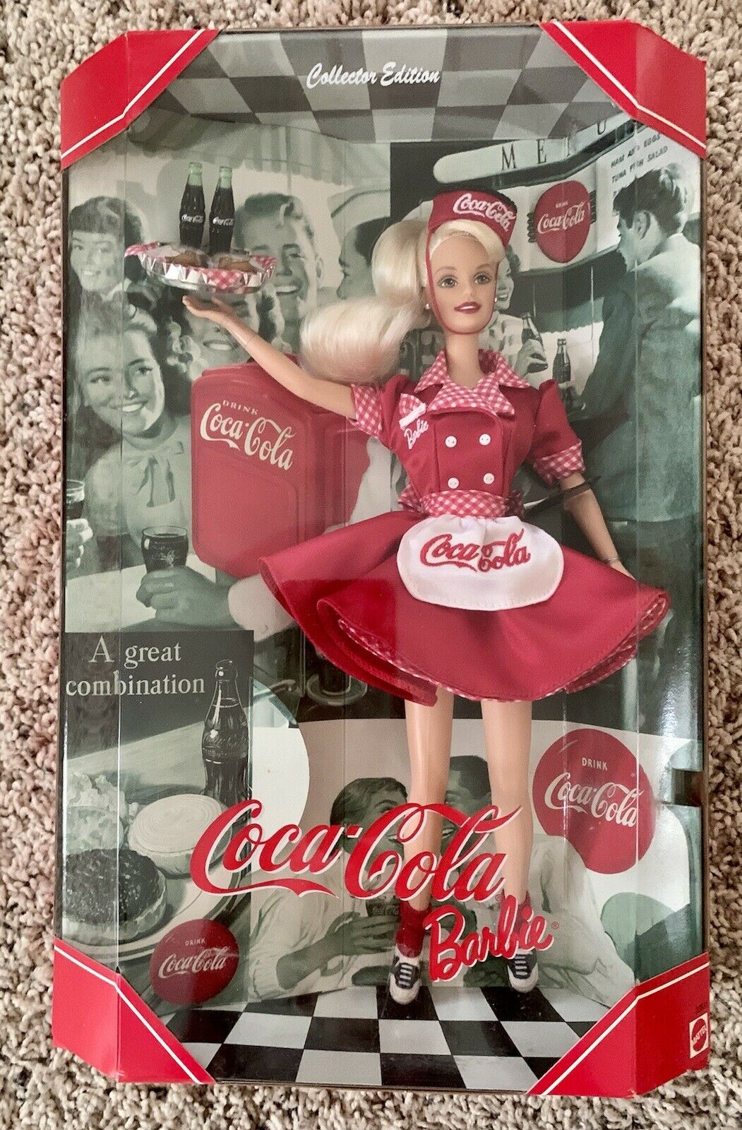 Coca Cola Barbie Doll Collector Edition #22831 Car Hop Waitress Nrfb 1998 Mattel