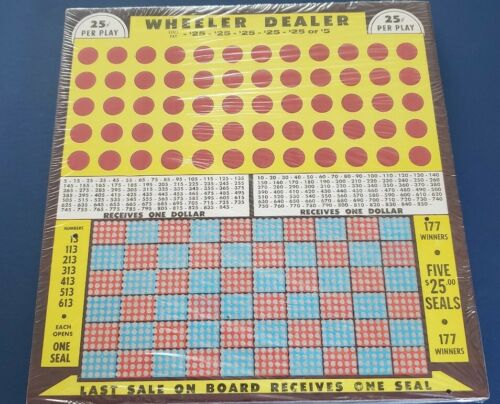 Vintage Lrg Wheeler Dealer Punch Board 1200 Play Unpunched New Factory Sealed