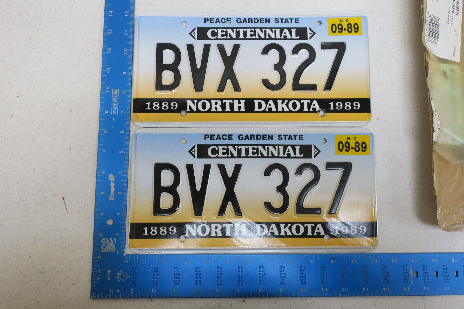 1989 89 North Dakota Nd License Plate Tag Pair Set # Bvx 327