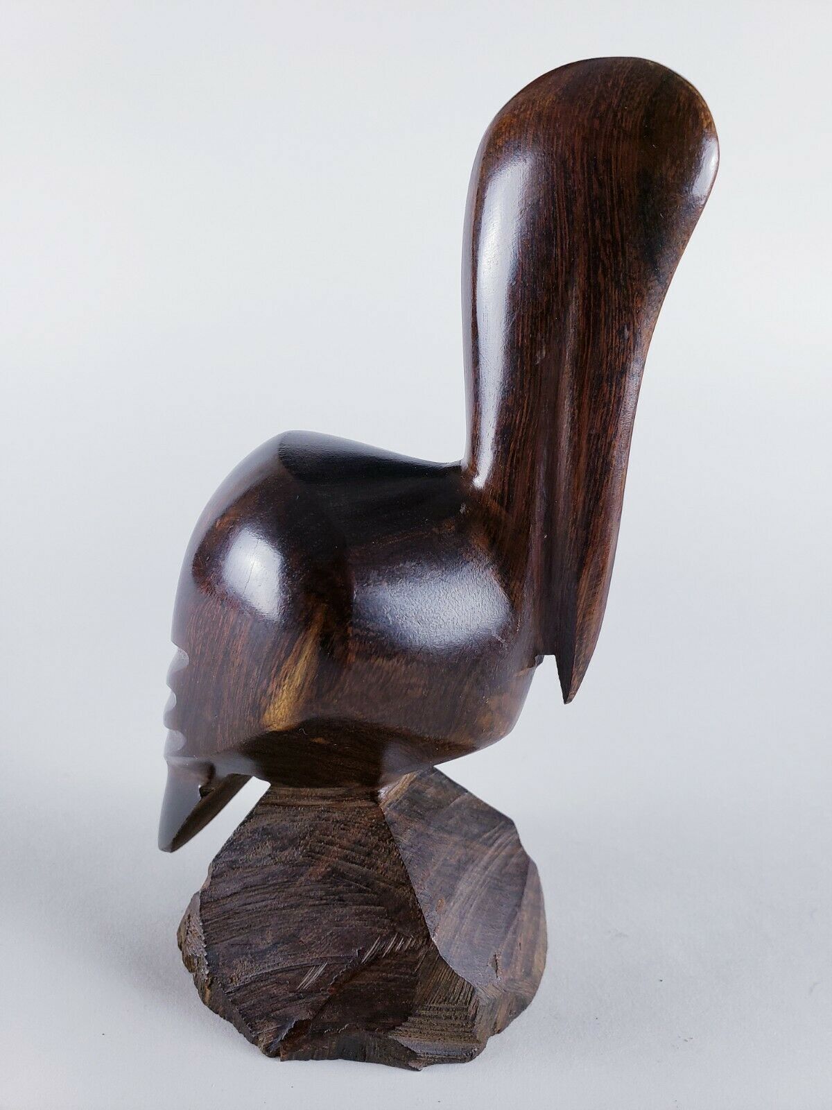 Vintage Hand Carved Iron Wood Wooden Pelican Figurine Statue 7” Tall