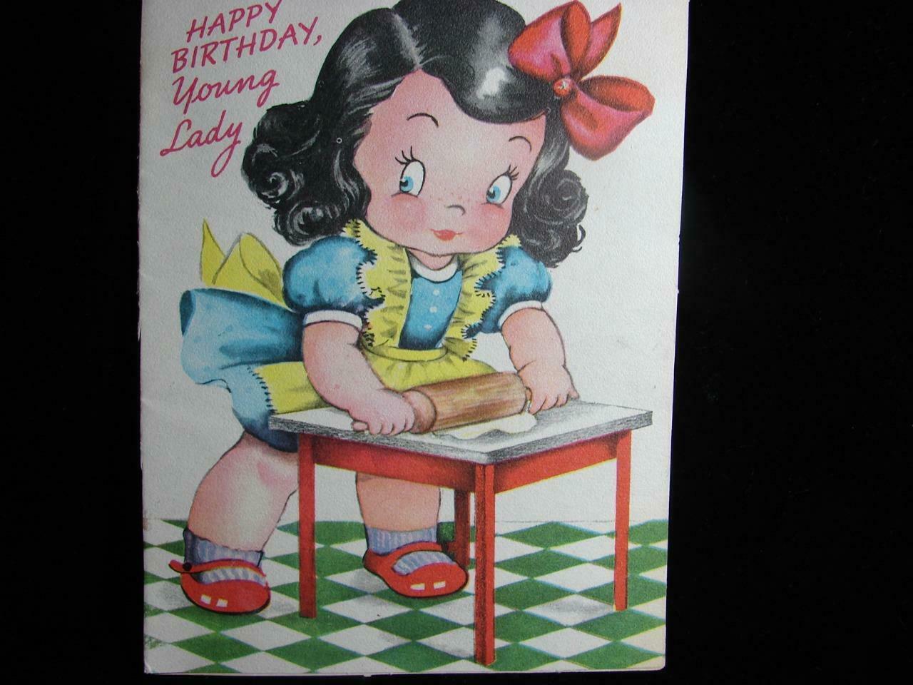 Vintage "happy Birthday Young Lady!!" Birthday Greeting Card