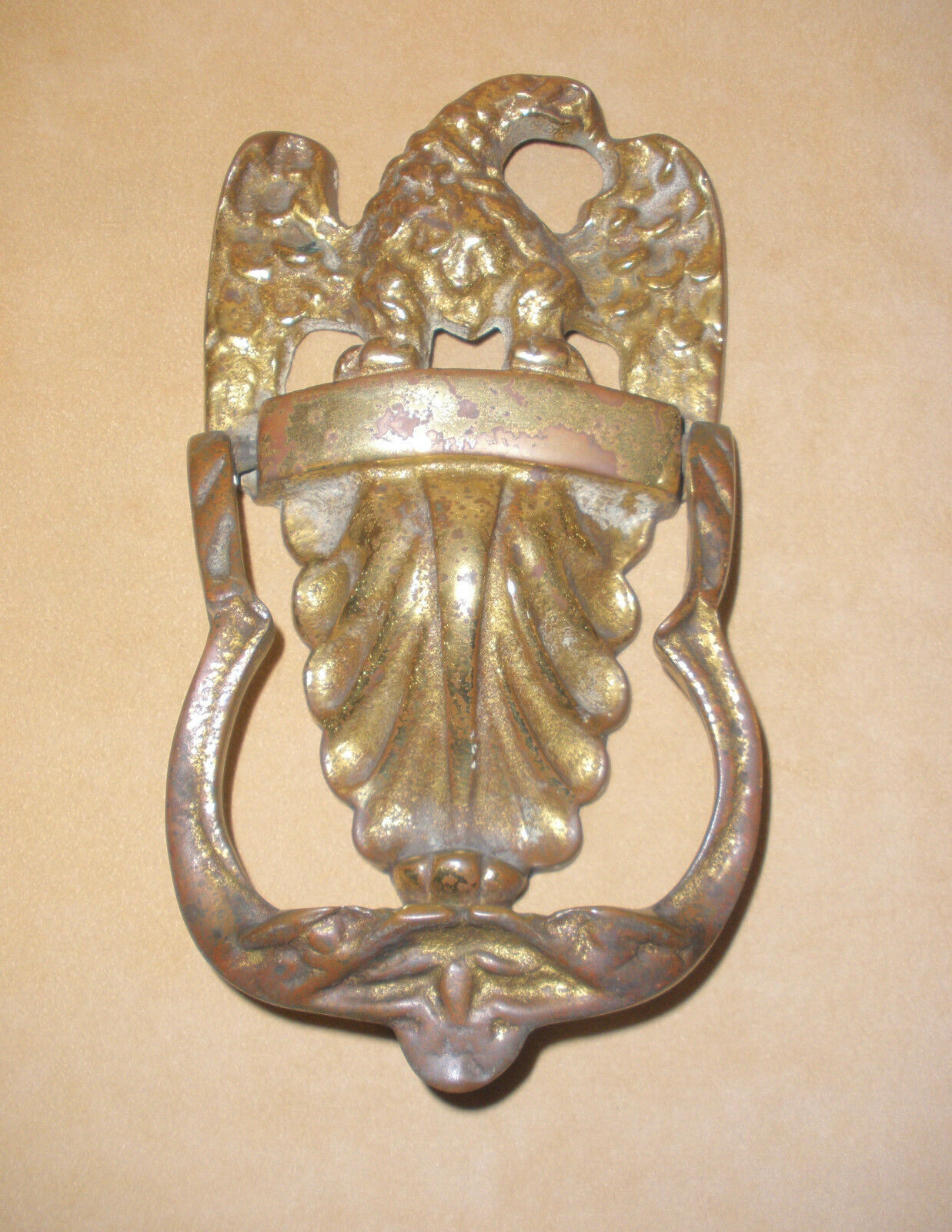 Large Vintage Brass Eagle Door Knocker W/ Original Patina