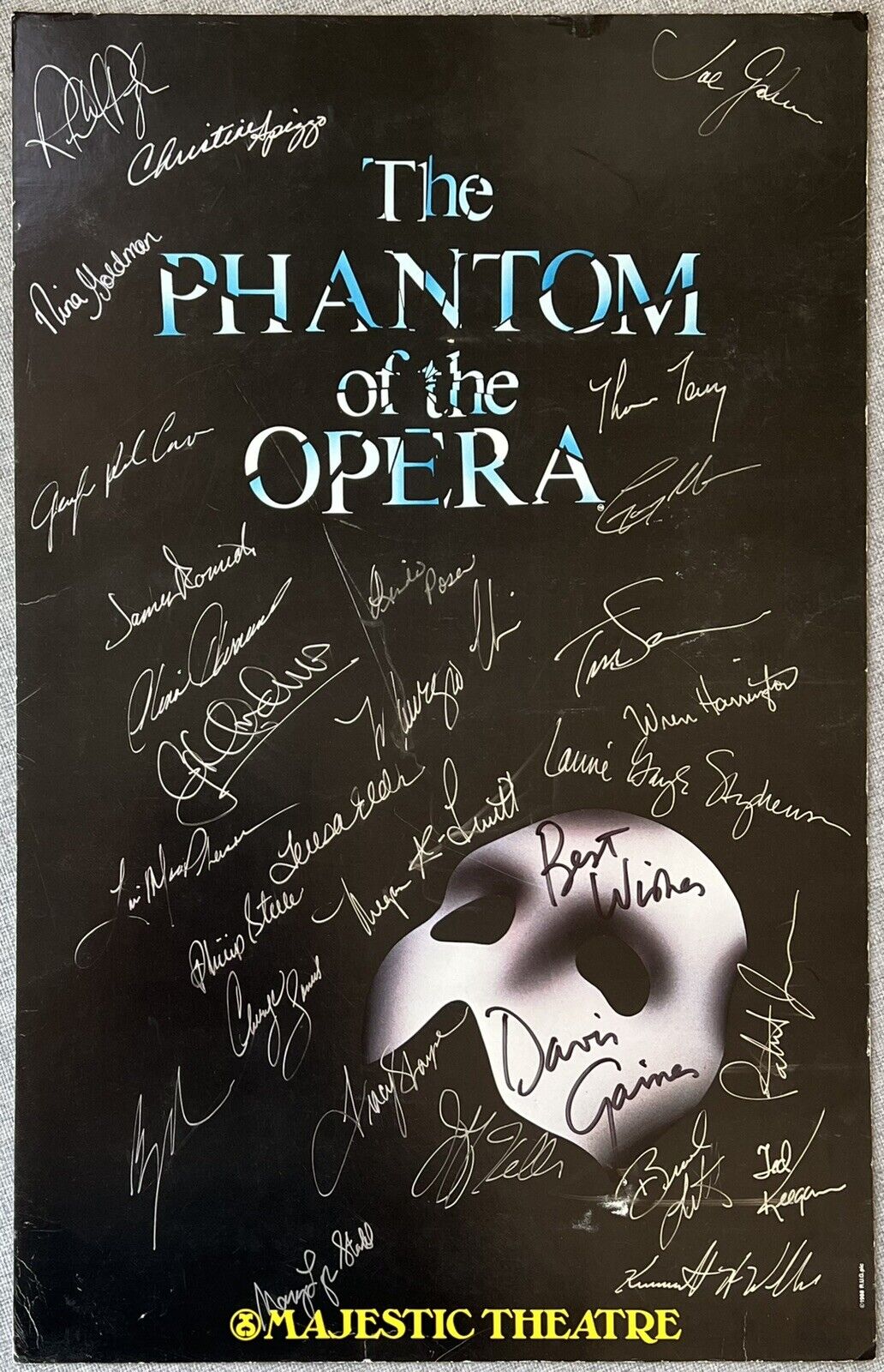 The Phantom Of The Opera Signed In Person 14x22 Broadway Poster - Davis Gaines