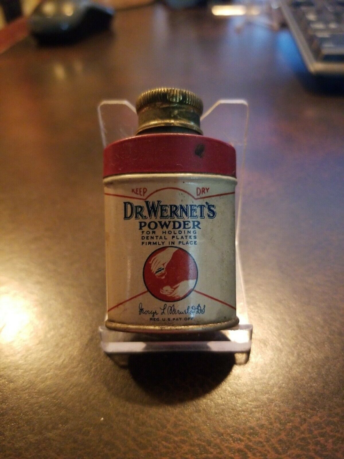 Vintage 1920s Dr. Wernet's False Teeth Powder Small Trial Sample Tin Brooklyn #2