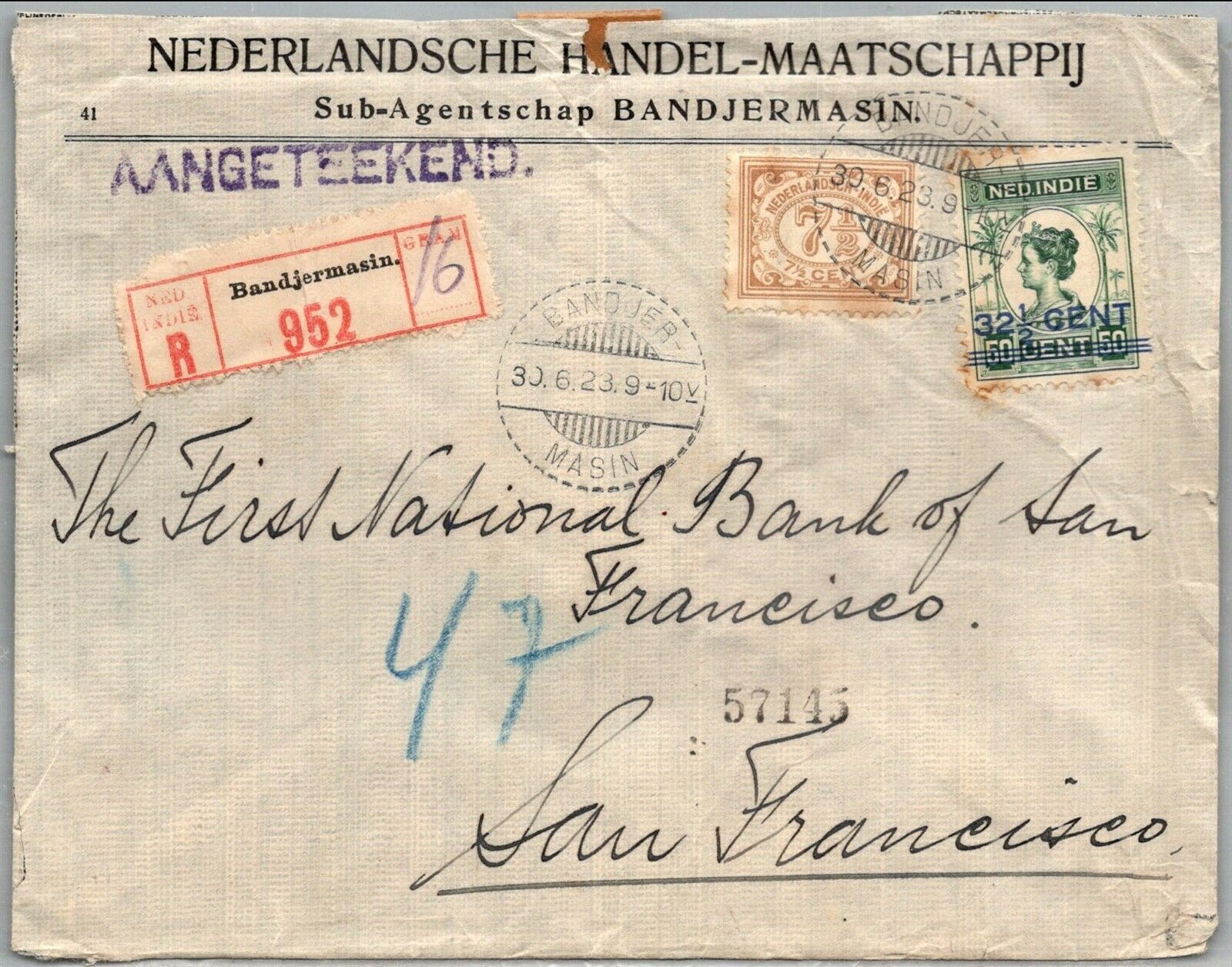 Gp Goldpath: Netherlands-indie Cover 1923 Registered Letter _cv743_p06
