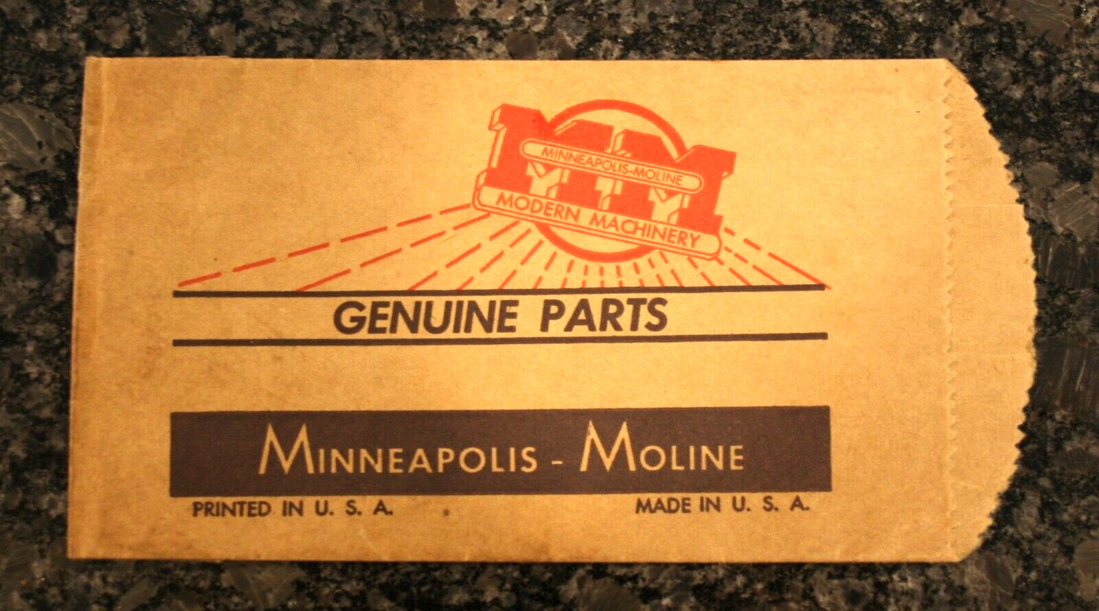 1940's-1950's Minneapolis Moline Farm Tractor Advertising Genuine Parts Bag