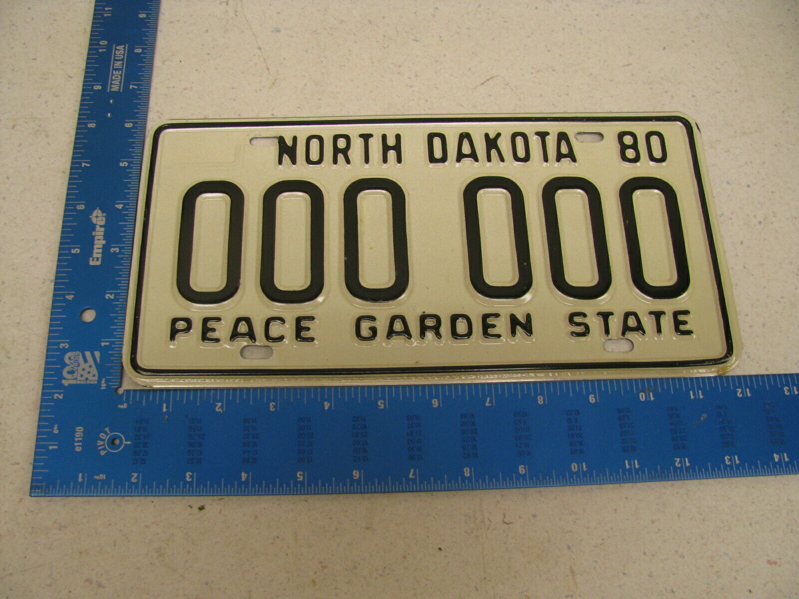 1980 80 North Dakota Nd License Plate Tag Sample 000-000 (kc)