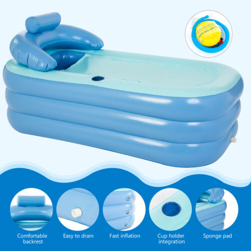 Inflatable Adult Pvc Folding Portable Blow Up Bathtub Bath Tub Air Pump Spa Warm