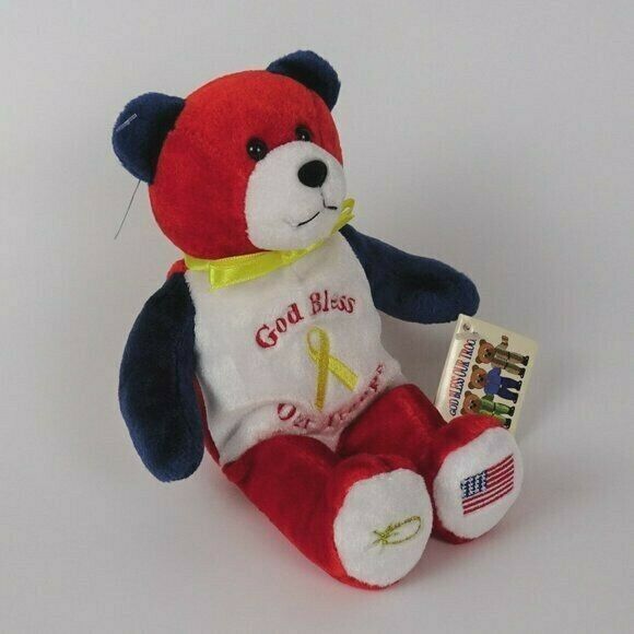 Holy Bears God Bless Our Troops Teddy Bear 2004 Plush 9" Collectible Bible Verse
