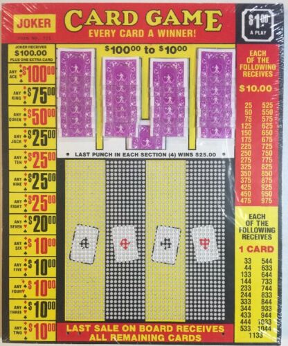 $1.00 Joker Card Game Punch Card Money Board Raffle Gambling 1600 Hole